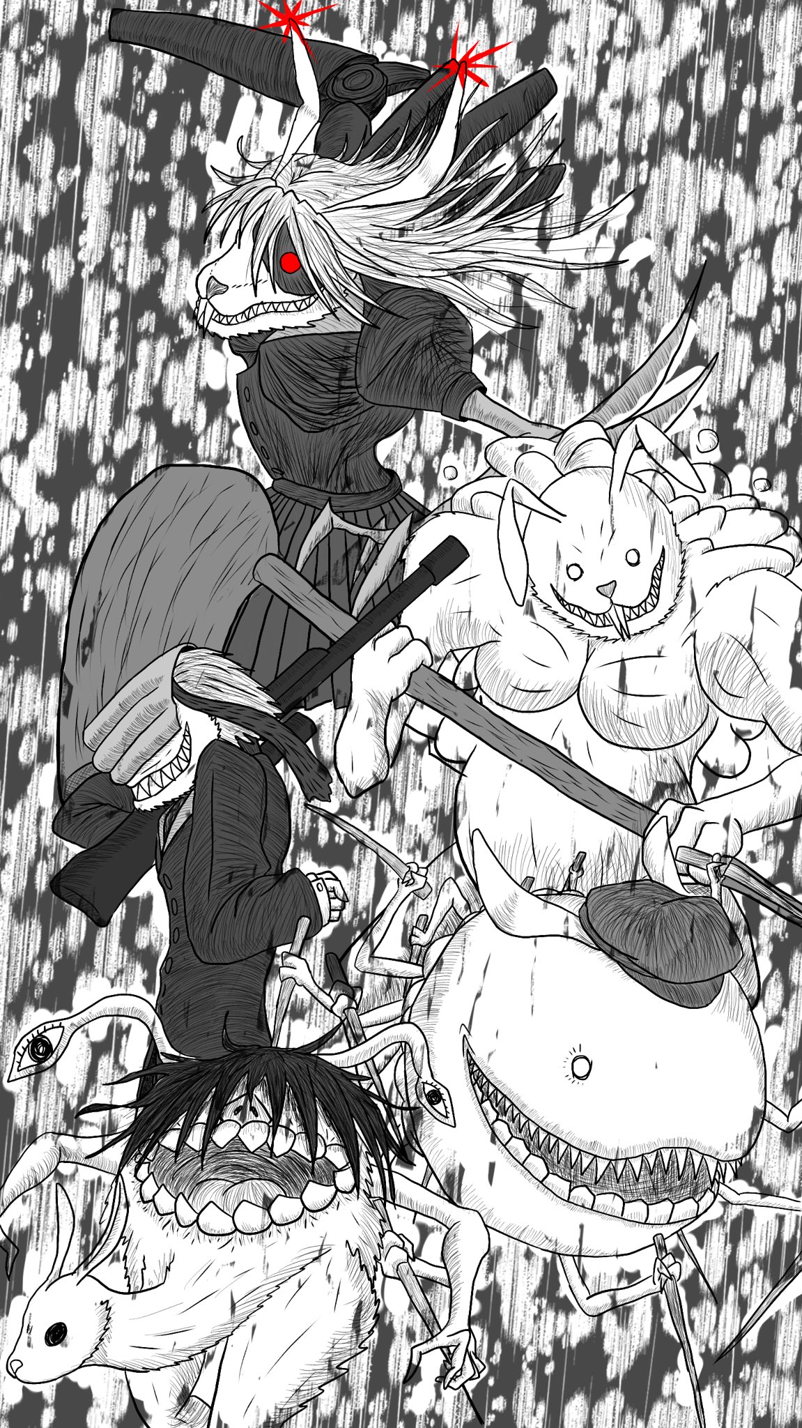 寿司勇者トロ Rt Nm5231 東方異形郷 ウサギキャラ5人の集合絵 スマホで描くの難しい T Co Lmvvs4niqx Twitter