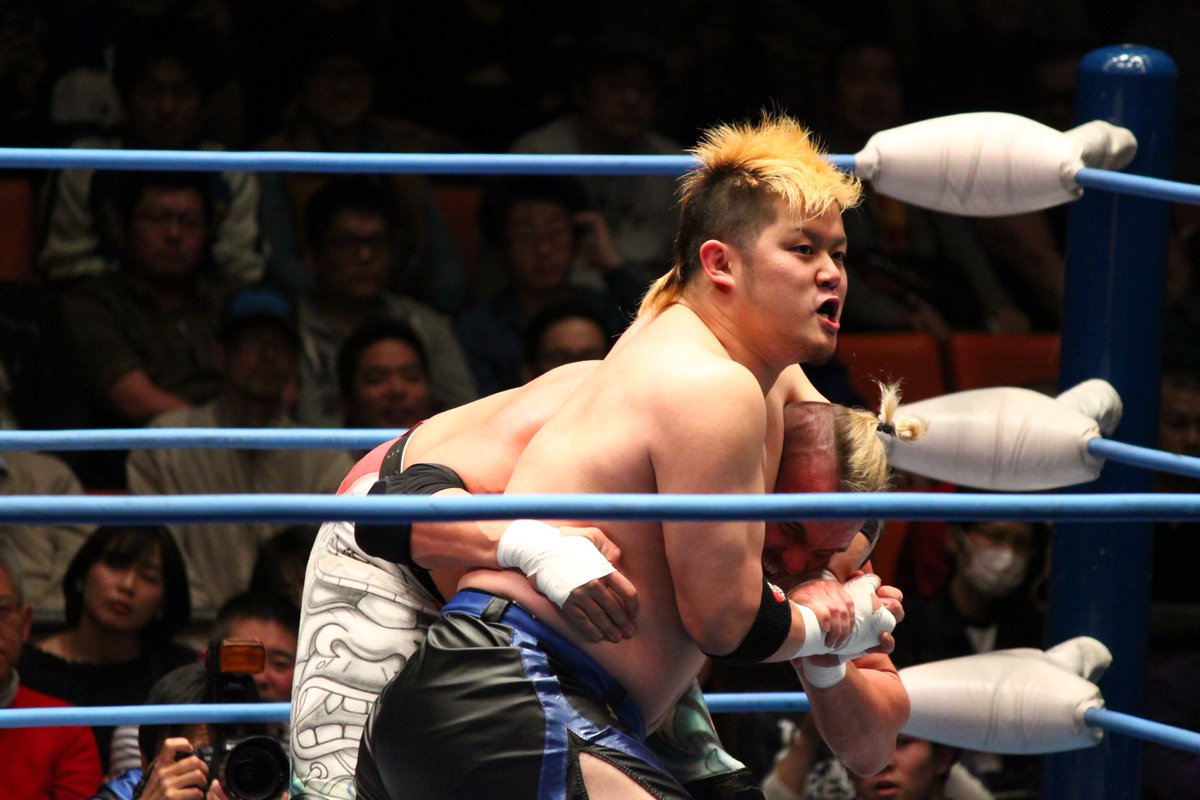 lion_highfly's tweet image. 2019/04/28 全日 後楽園
もうちょっと観たかったような気もする二人の対決
#ajpw #2019cc #SamAdonis #橋本大地