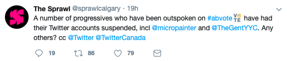 It wasn't just me. Other progressive voices. Quite a few of them actually. Same timeframe. Nothing of the sort happening to folks on The Right. (& I believe I mentioned this already but  @micropainter STILL doesn't have her account back) Throws uncertainty in. May never know /75