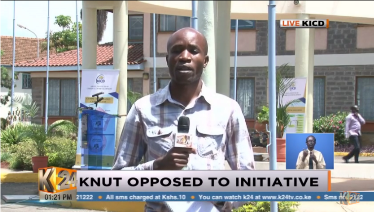 K24Tv's tweet photo. Education CS, Prof. Magoha is expected at the KICD where he will be flagging off CBC materials after over 90,000 teachers completed the training on Friday despite KNUT opposition. 
#K24NewsCut w/ @Fredindimuli, @dnmatara https://t.co/nQPgXMf6tZ