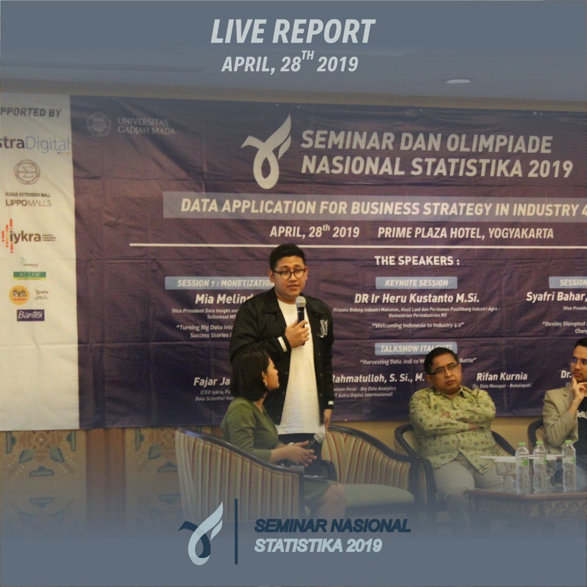 Sedang berlangsung talkshow oleh Bapak Dr.Gunardi, M.Si. , Bapak Fajar Jaman , Bapak Febriandi R. , dan Bapak Rifan Kurnia dengan tema "Harvesting Analytics Jedi to Win the Industry 4.0 Battle"