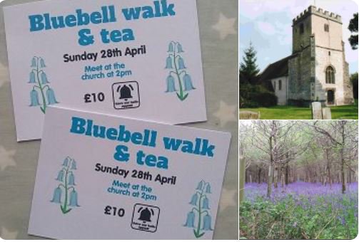 Bluebell walk and tea this afternoon in Hampstead Norreys. Meet at the church, 2pm.