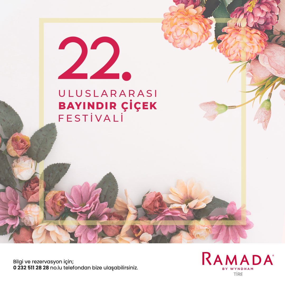 Tatil planlarımızı Bayındır'ın meşhur Çiçek Festivaline denk getiriyoruz
Gidenlerin renkli ve çiçeklerin tüm çeşitlerini görerek anılarınız biriktirin 🌸
Rezervasyon / bilgi için; 0232 511 28 28
#ramadabywyndhamtire #ramadatire #tire #otel #hotel #bayındır #bayındırçiçekfestivali