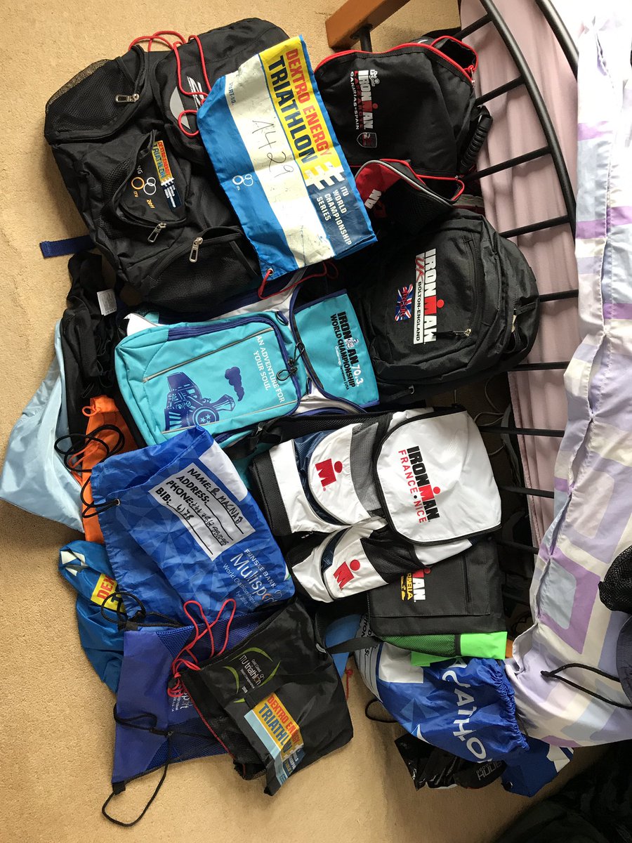 robbiemacnab's tweet image. Might need to decide which race bags to keep! #declutterfail #racebags