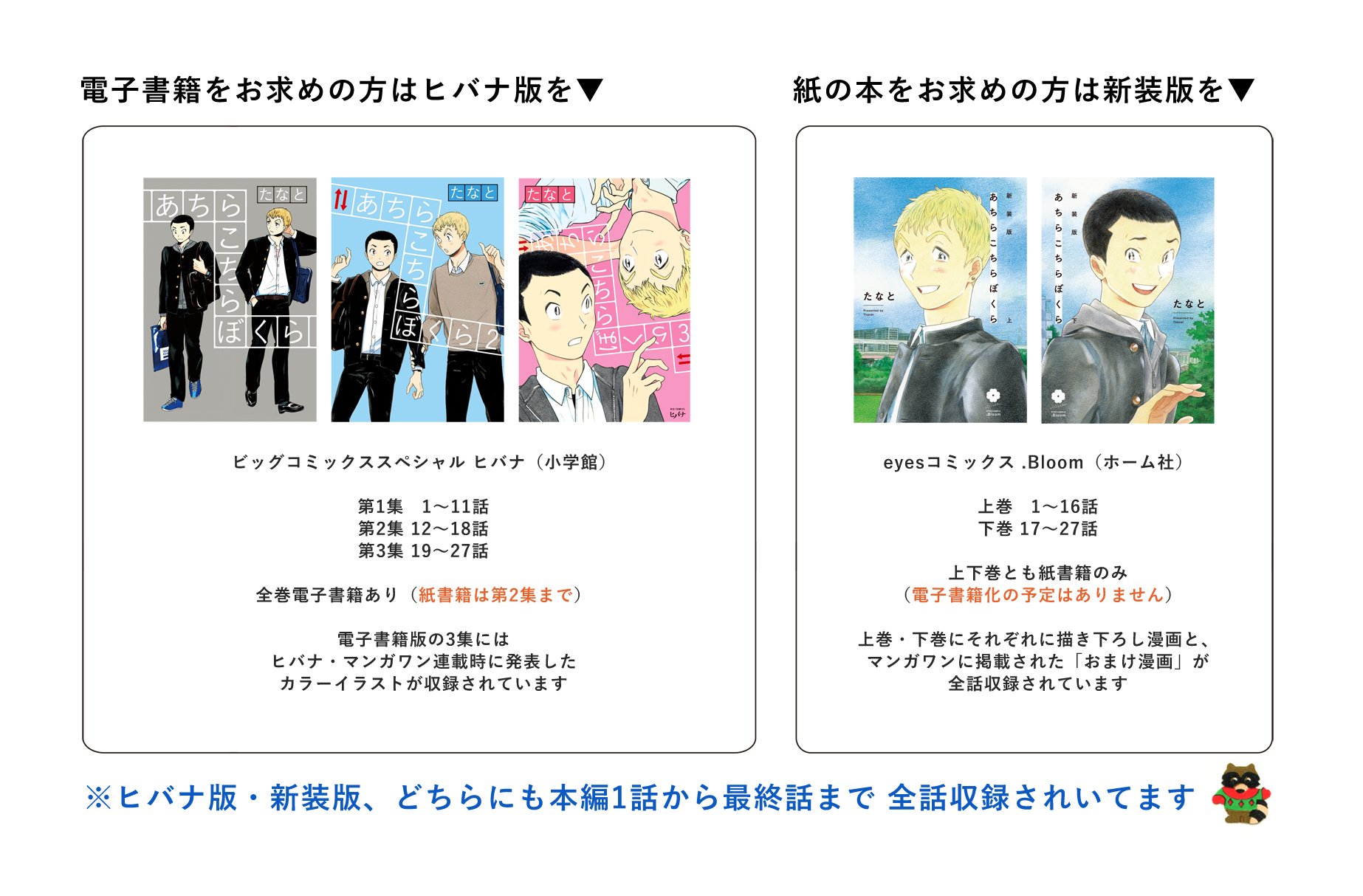 たなと あちらこちらぼくら の単行本についてお知らせです たぶん最終版 たなと あちらこちらぼくら の単行本についてお知らせです たぶん最終版