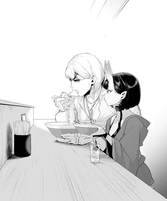 ラーメン食べに来た金時と酒呑ちゃん 