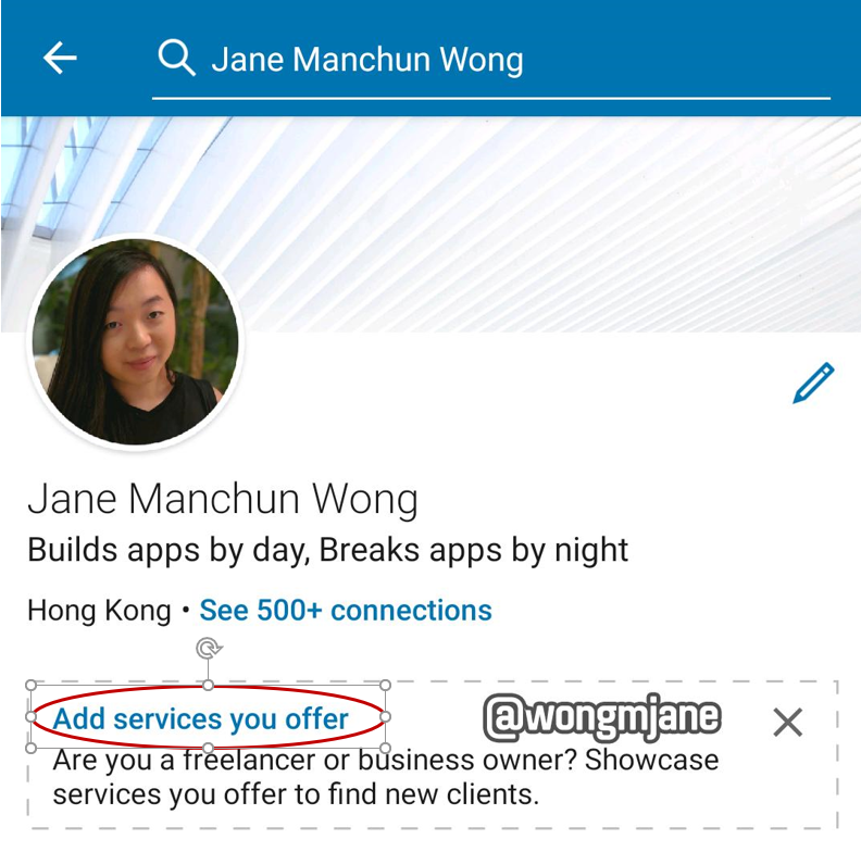 retailmeeting's tweet photo. ¿Y si #Linkedin te permitiera explicar qué servicios ofreces en el perfil ? 
Parece que lo está probando ¿Que opinais? Creo que irá asociado a la herramienta que ya dispone llamada #Profinder . Ampliaremos info 
#socialselling #digitalselling #digitalsales #b2b 
#alexlopez https://t.co/rPsqNdqjBo