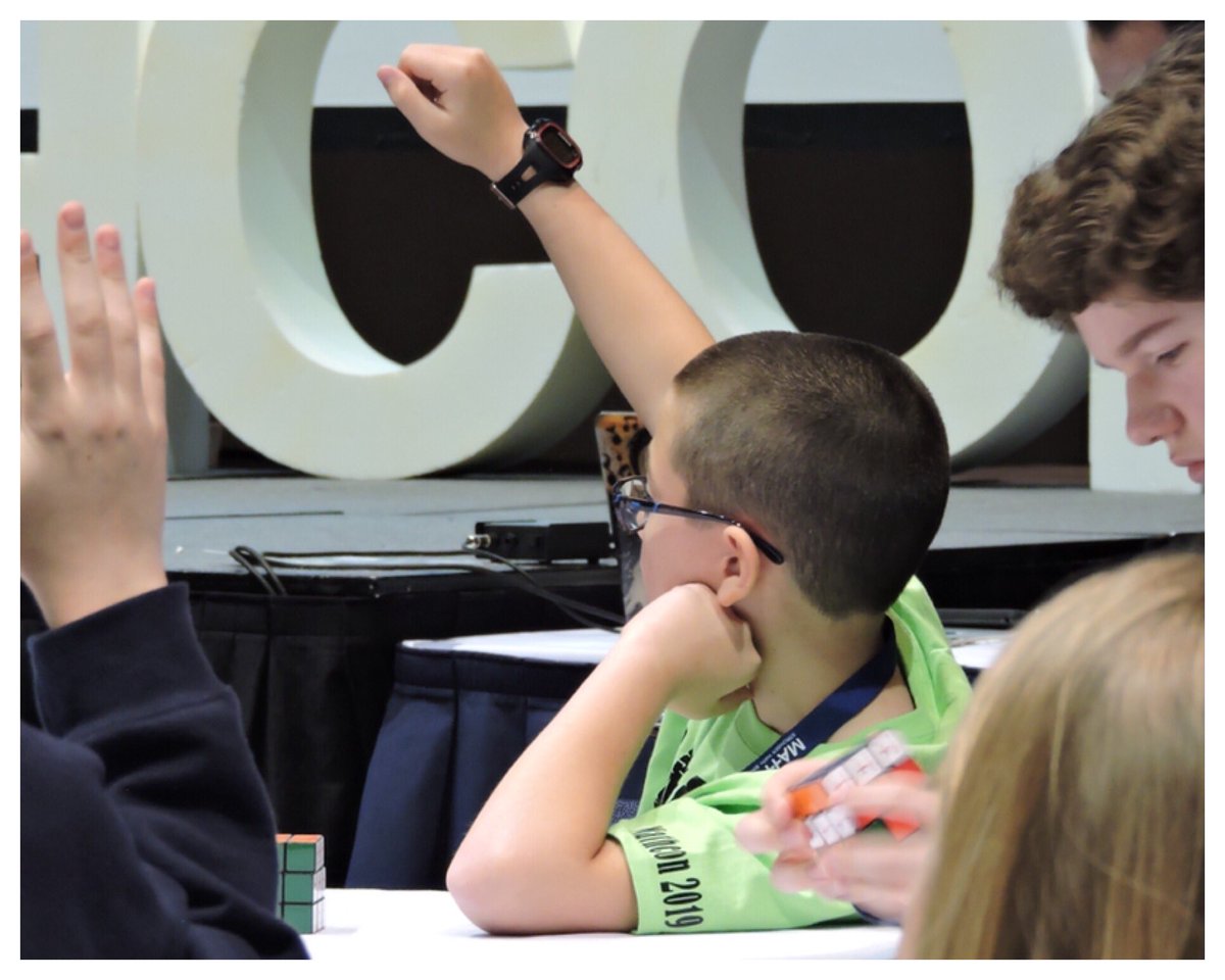 AlgebraAndria's tweet image. Marcus Bamber from @PollyRyonMS went to the final round of the Rubik’s cube challenge, beating out over 80 other competitors! #LCISDMath #MathCON2019