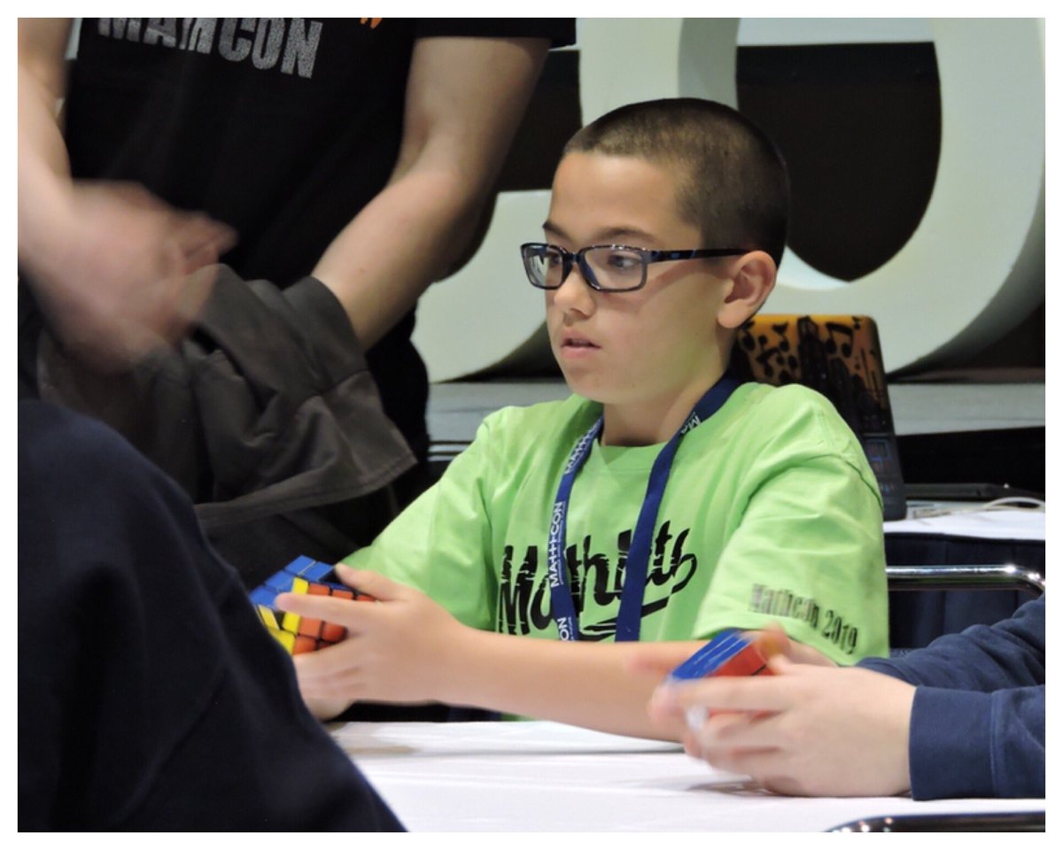 AlgebraAndria's tweet image. Marcus Bamber from @PollyRyonMS went to the final round of the Rubik’s cube challenge, beating out over 80 other competitors! #LCISDMath #MathCON2019