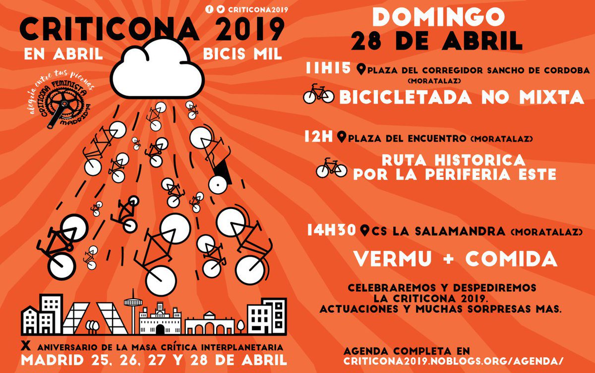 Último día de #Criticona2019. Estas son las propuestas para hoy #noHayCentroParaTantaPeriferia #enabrilbicismil