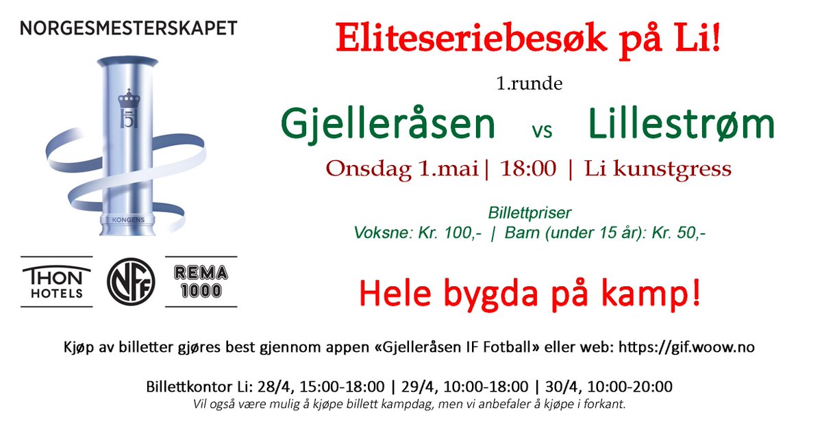 Vi satser alt på å slå den gamle publikumsrekorden fra 1989 (1.223) når <a href="/LillestromSK/">Lillestrøm SK</a> kommer til et feststemt Li onsdag 1.mai! Kom dere på kamp, alle folk alle!