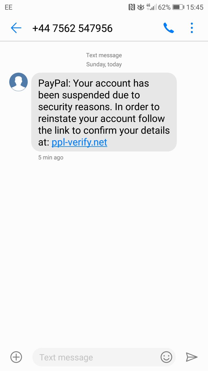CryptoGinge's tweet photo. @PayPal text message received trying to direct me to phishing domain. Domain is harvesting credentials. https://t.co/996ud4ZGLh
