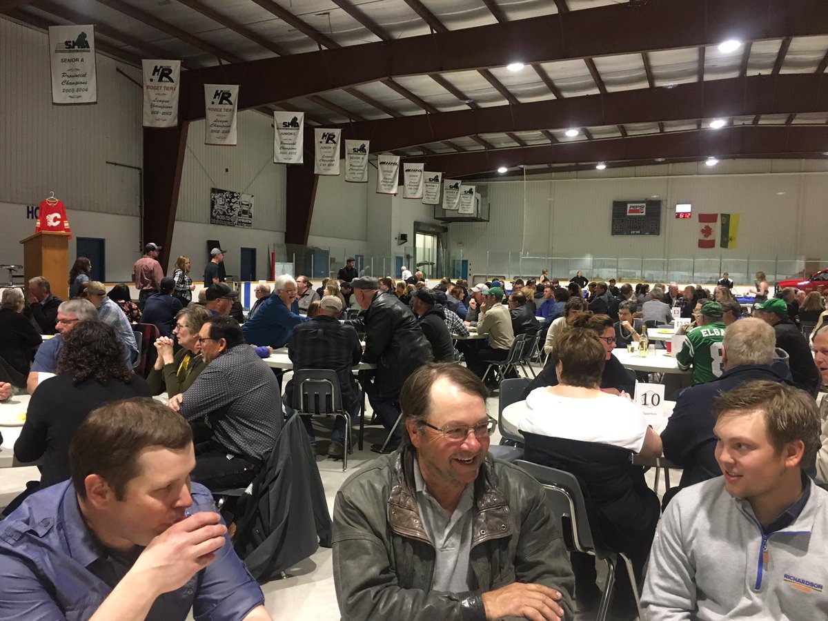 At Southey’s volunteer firefighters fundraiser last night with <a href="/TheoFleury14/">Theo Fleury</a> as the guest speaker. Theo’s gut wrenching story of held the room silently captivated - overcome the trauma of abuse, addiction, and mental illness with “community community community.... community” ❤️👏