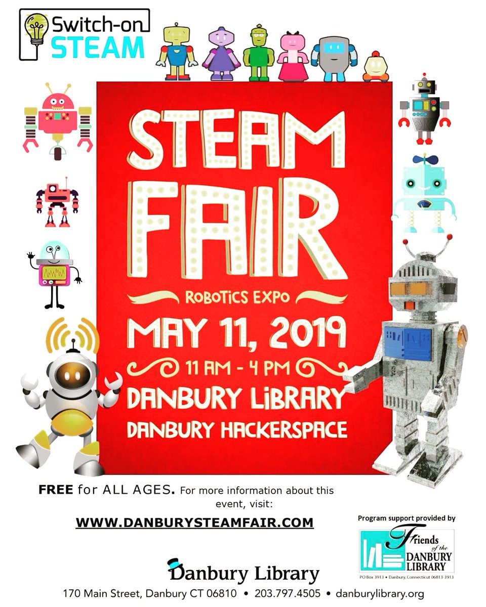 Join us on Saturday, May 11 from 11am - 4pm #robotics #expo <a href="/danburylibrary/">Danbury Library</a> @danburyhackerspace #fun #make #maker #lego <a href="/ler8699/">LER Robotics</a> @prattnature  @noteworthychocolates  @riceandbeansct  @mackiddanbury @ctvisit @circusmoves  @everwondercm  <a href="/ctstem/">CT STEM Academy</a> @gamersgambitct
