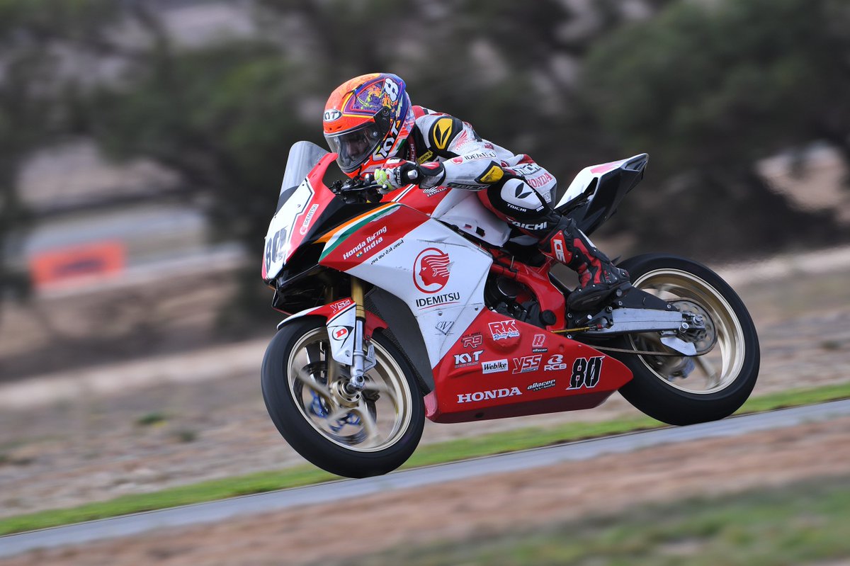 PowerDrift's tweet photo. .@Rajiv_008 scored 10 points this weekend, finishing 10th &amp; 12th for @IndiaHonda in 2 races at #BendMotorsportPark of Australian round of Asia Road Racing Championship @asiangp. He holds the 13th spot in overall standings for the AP 250 category, with 18 points in the kitty. https://t.co/xmzBzCPzWd