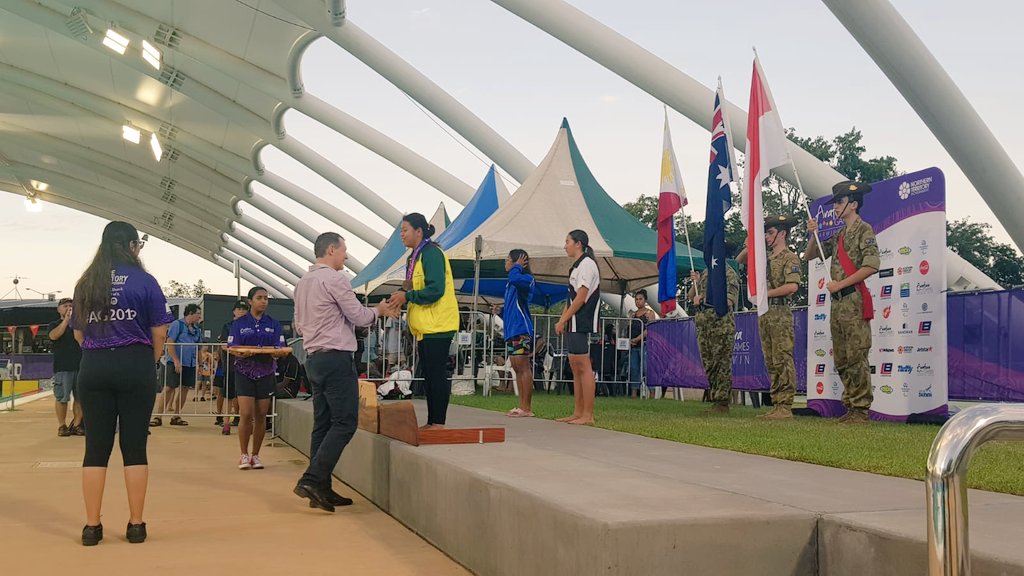 INAinDarwin's tweet photo. Hari ini, Rahmi Nayla atlit putri renang asal Kalimantan Timur menyumbangkan 1 medali perunggu dari gaya dada 200m dan 1 medali emas dari 200m gaya dada putra disumbangkan oleh Muhammad Rifqy Dzakwan atlit putra asal Kalimantan Timur. SELAMAT! 🎉🎉
#ArafuraGames2019 https://t.co/YOvAsQzgXL