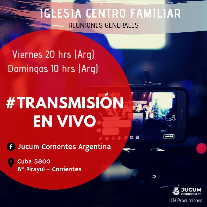 JuCUMCorrientes's tweet photo. Cada fin de semana tenemos un mensaje de bendición para vos. Te esperamos en Centro Familiar Pirayui Corrientes,cap .
Pero si estas a la distancia puedes acompañarnos  a través de la #TransmisiónEnVivo desde nuestra #Página Jucum Corrientes Argentina
¡No te lo pierdas! https://t.co/q7eY3FLzk6