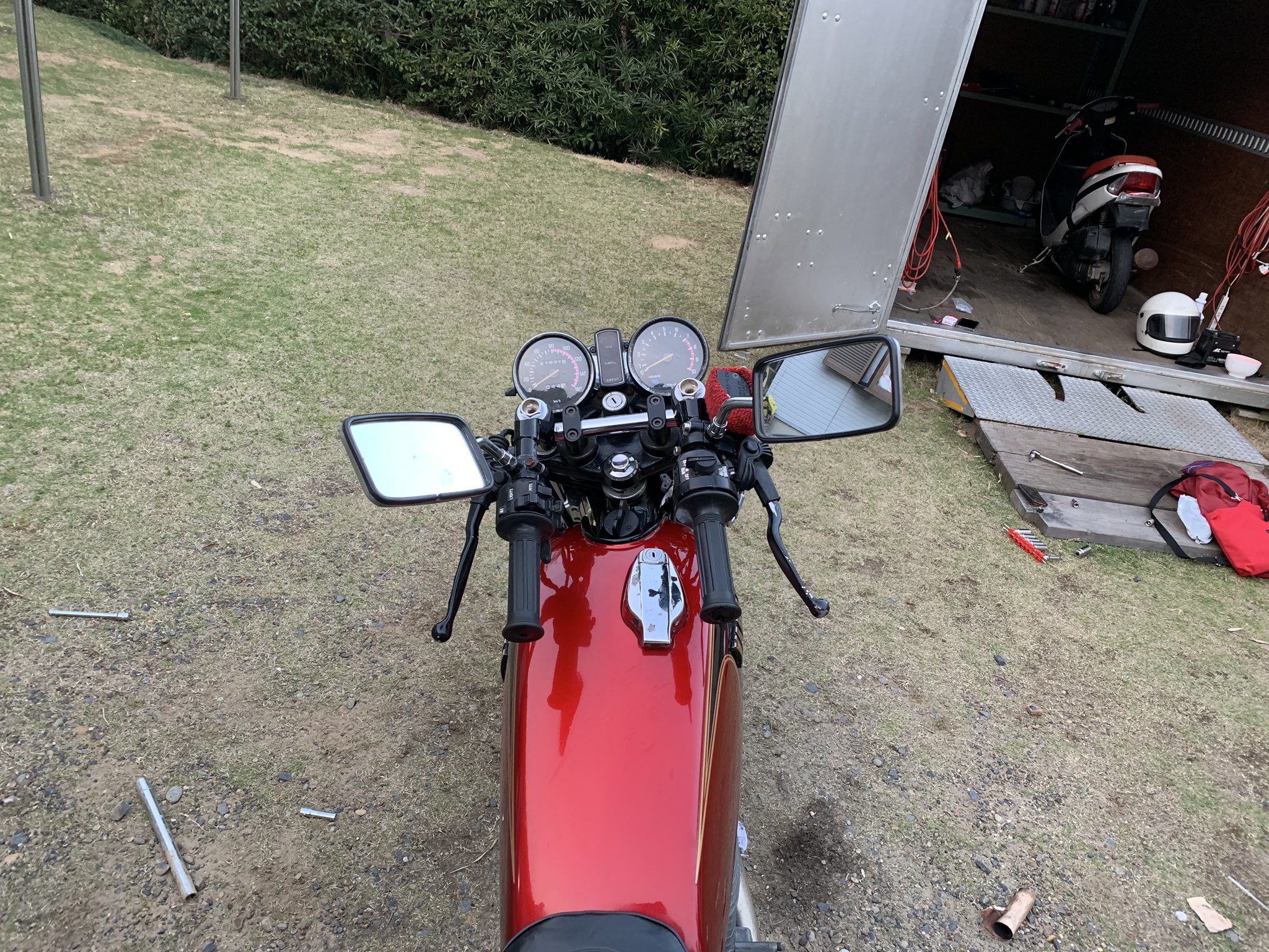 CBX純正 タイプ ハンドル 赤＋延長キット④/バリオス1用 Ⅰ型 ZR250A