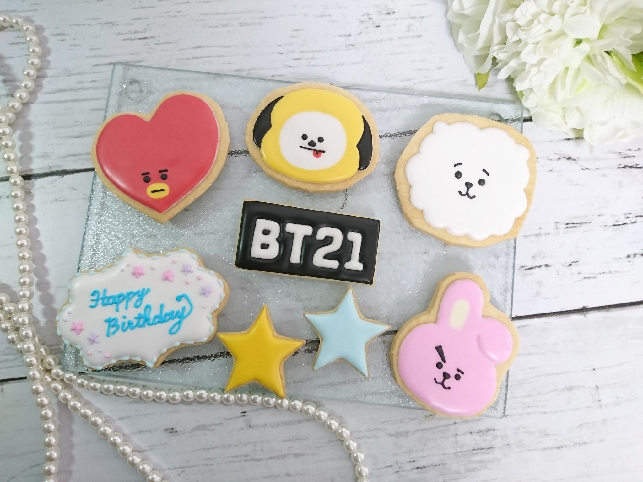 Le Ciel Etoile お菓子工房 Bt21のアイシングクッキー アイシングクッキー キャラクターケーキ オーダー 誕生日プレゼント プチギフト 結婚式 出産祝い 内祝い ウエディング ノベルティ 結婚祝い ケーキトッパー クッキーポップス フラワー