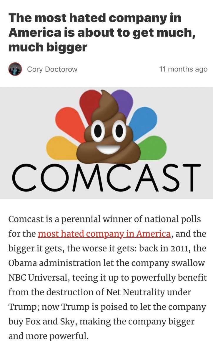 ComcastCheats's tweet photo. @TweetingYarnie #CONCAST @comcast #scamfinity @xfinity 
the Most Hated Company in America 
#ComcastCheatsCustomers https://t.co/rC1ZLfqElV