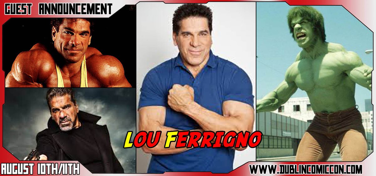 Our next guest is getting ready to smash his way to Dublin Comic Con – Yes it’s The Hulk himself, Lou Ferrigno!

Don’t be left green with envy – tickets for Dublin Comic Con: Summer Edition are on sale now!

eventbrite.ie/e/dublin-comic…

#dublincomiccon