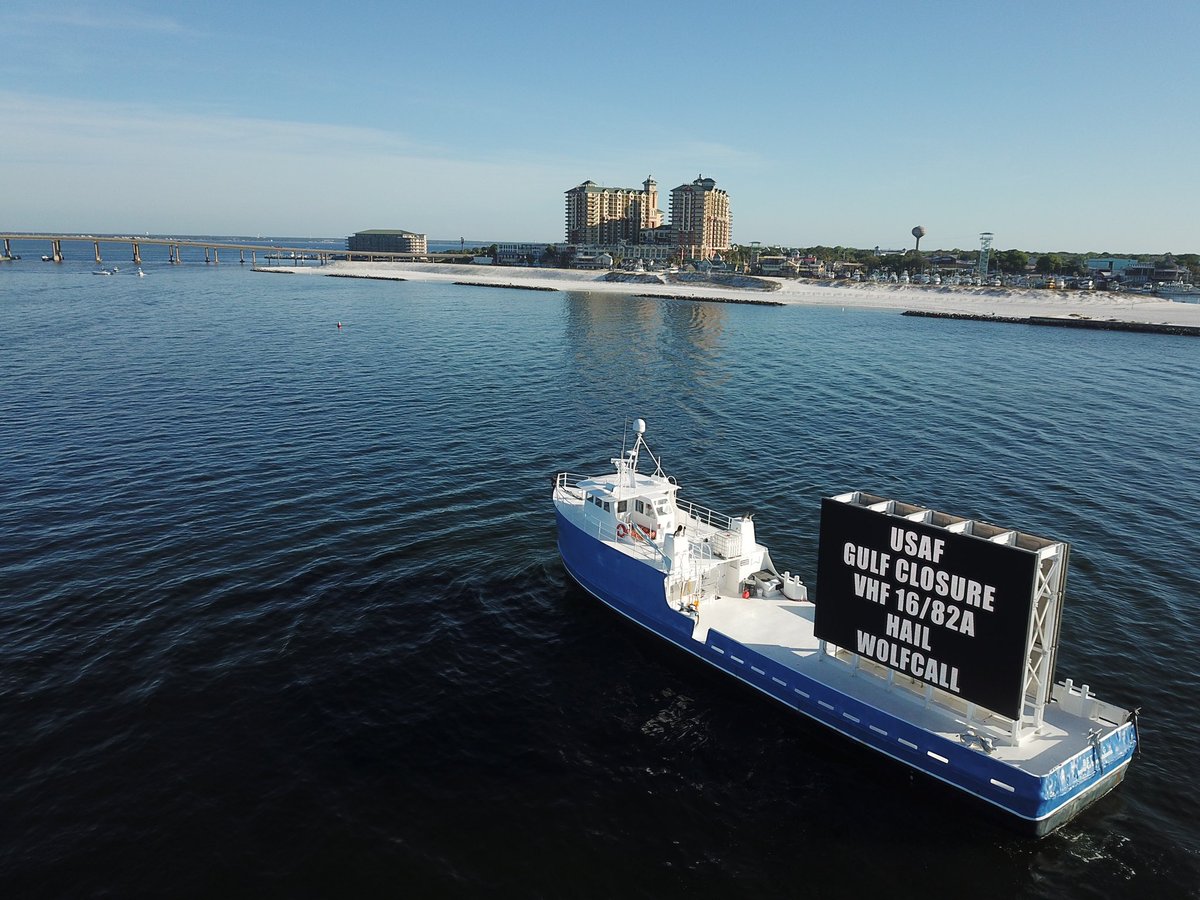 splashboards's tweet photo. Proudly supporting our military this Sunday morning with USAF training exercises!  Professional and recreational boaters use caution today. The Gulf has a closed area for US Air Force mission testing. https://t.co/BnvmFx1gU8