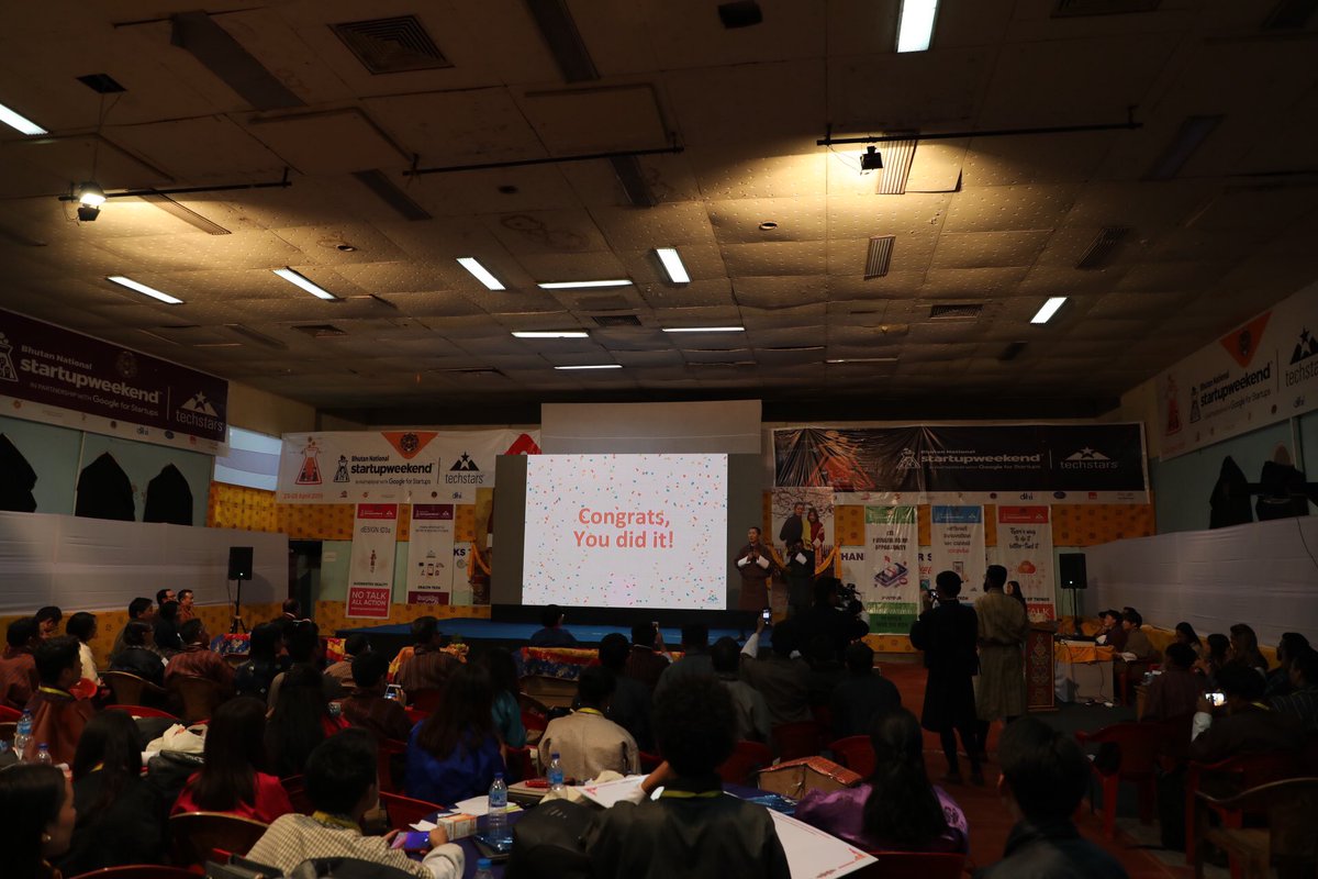 PMBhutan's tweet photo. “Everyone today is a winner. Congratulations to all the participants. Please take forward your ideas and I assure the full support of the government for your entrepreneurial ideas,” Lyonchhen at @StartupWeekend @techstars @anuragmaloo #SWBhutan https://t.co/QLBFFL1KIQ
