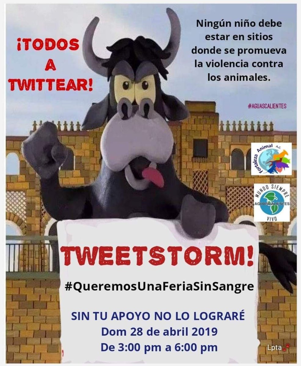 prensaanimal4's tweet photo. #BuenDia #AntitaurinosIndependientes #Tweetstorm #QueremosUnaFeriaSinSangre 28 abril 3 pm y 4:30 manifestación #UnaFeriaSinSangre contra las corridas de toros Templo de San Marcos
@AnimaNaturalis @M1llonDe @FortalezaAnimal
#MADMI
#MundoSiempreVivo https://t.co/TWDrylI9ur https://t.co/xqGchQjFHc