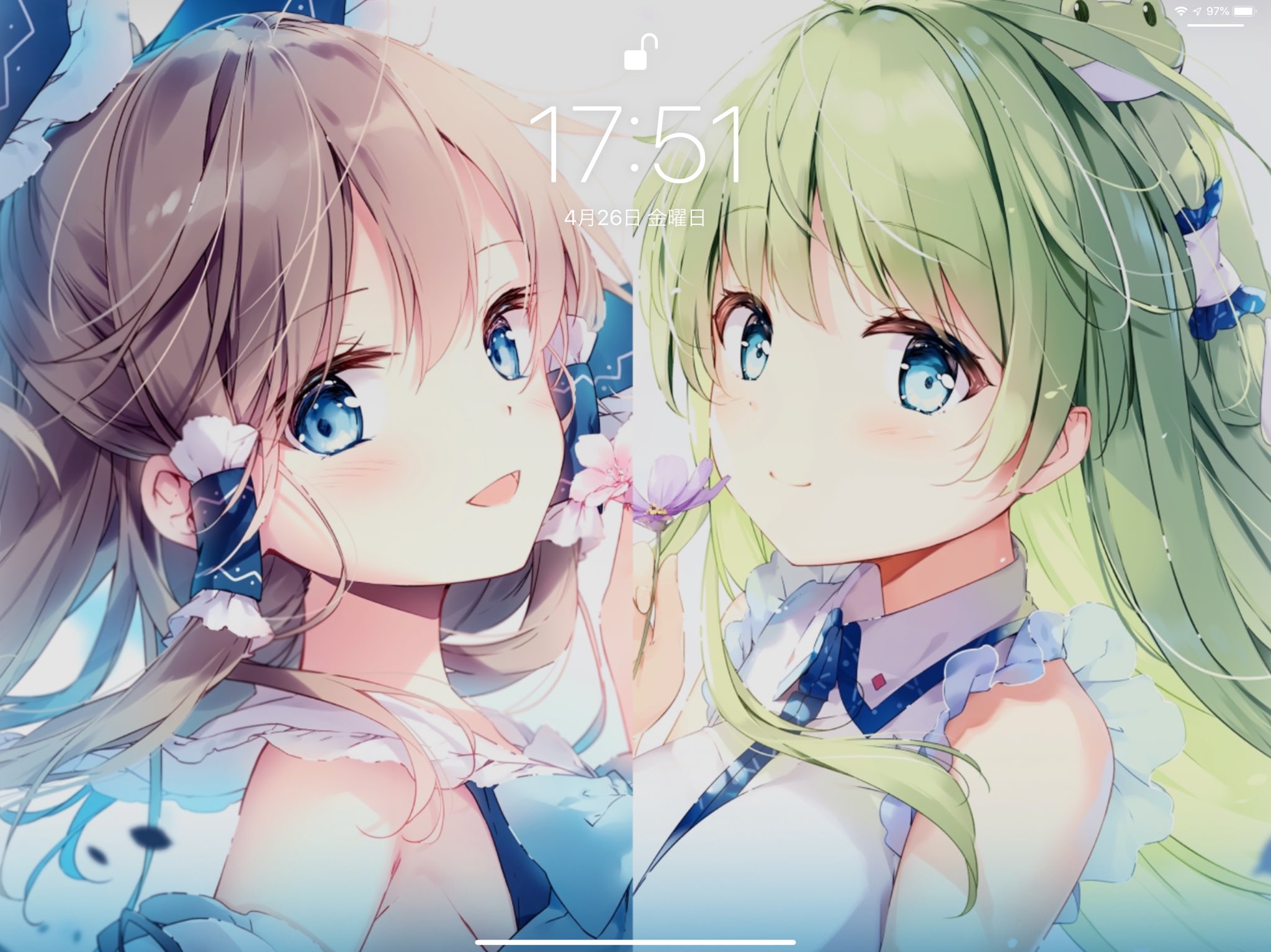月見橋リズ いまの霊夢さんと早苗さんの2ショットをipad Proに壁紙 神 として使ってます めっちゃ美麗ですごく気に入ってます