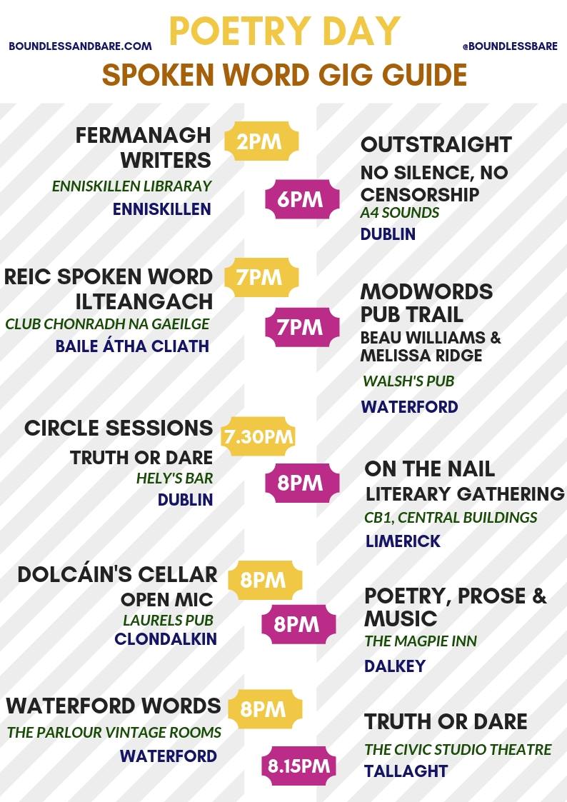 Ireland celebrates its National Poetry Day on May 2nd. Boundless &amp; Bare gives you the low-down on the events featuring spoken word around the country. The theme set by Poetry Ireland this year is ‘Speak your truth or dare to see the world differently’.boundlessandbare.com/bnd/2019/4/28/…
