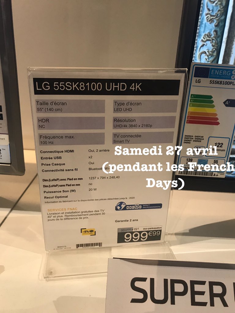 P_Chassigneu's tweet photo. @UFCquechoisir Il y a encore mieux : le modèle LG55SK8100 est proposé avec une augmentation de 200 euros pendant les #FrenchDays ! https://t.co/LVxyoUBmLj
