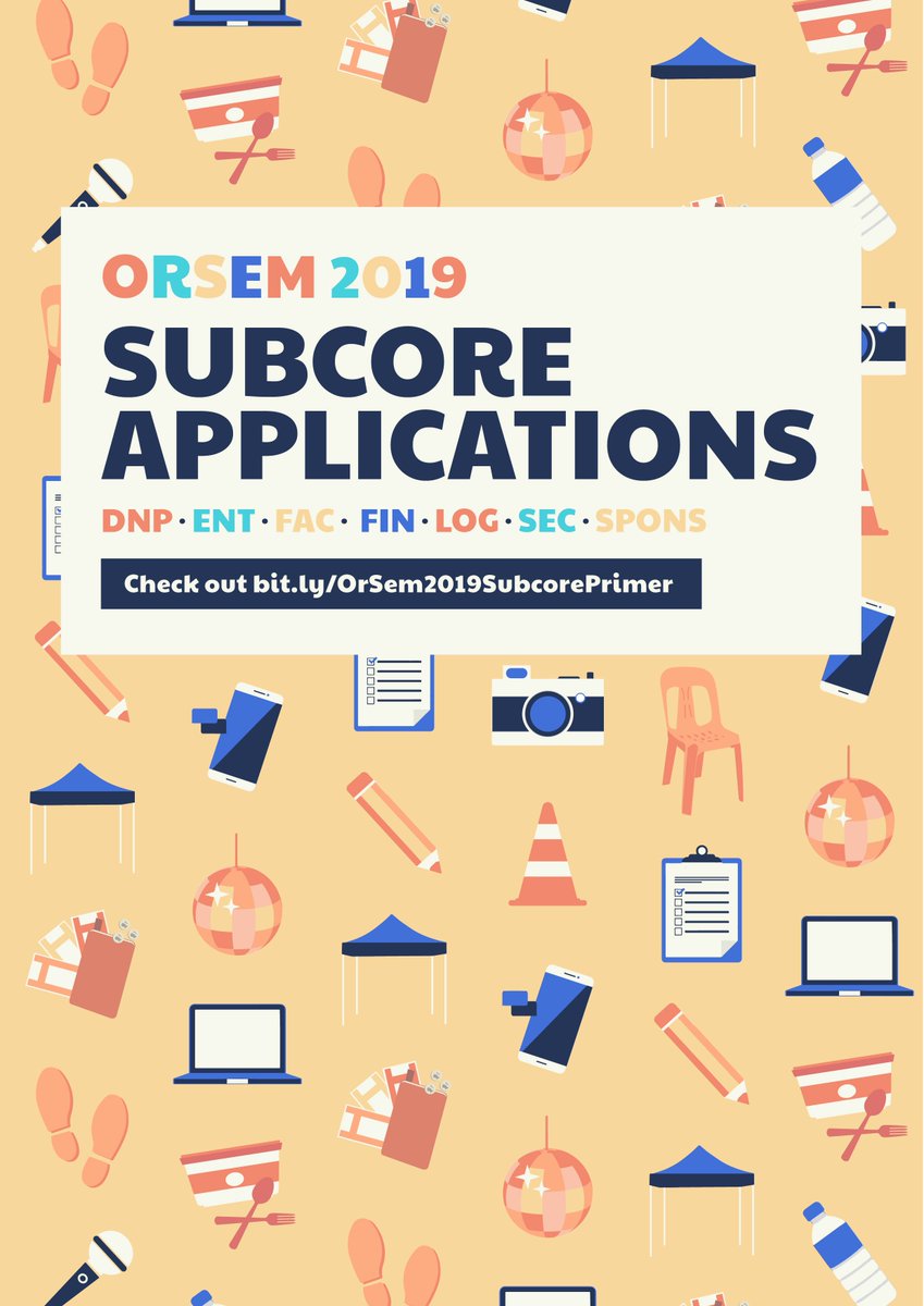 2018Orsem's tweet photo. Panahon mo na! Handa ka na bang tumaya?

Applications for OrSem Subcore are now open! Application period is from April 28, 2019 - May 3, 2019. 

Read the primer at https://t.co/jyYxEz8dFH
Apply at https://t.co/HJTe8L9s6z https://t.co/X5K9JbWvMt