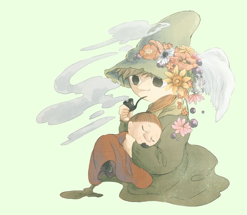 snufkinmac's tweet photo. Snufkin’s quite ok with his pipe. No greater peace comes from a reflective puff and calm comfort from a friend. #snufkin #Snusmumriken #littlemy #moomin #pipe #smoke #smoking #peace #peacepipe #sleep https://t.co/8Ei01LwsD8