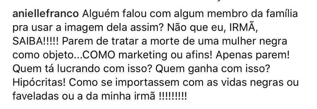 MaladieAltaModa's tweet photo. @Mahmundi @depretas Até deletar comentário da irmã da Marielle ele fez. Depois ligou e se explicou. E as peças com tiros e o tênis com o alvo não serão comercializadas e serão entregues pra mãe da Marielle. Sem noção nenhuma. Capitalizar a dor e ajudar no mea culpa da BRANQUITUDE. Única função disso https://t.co/MU2hGzvL4V