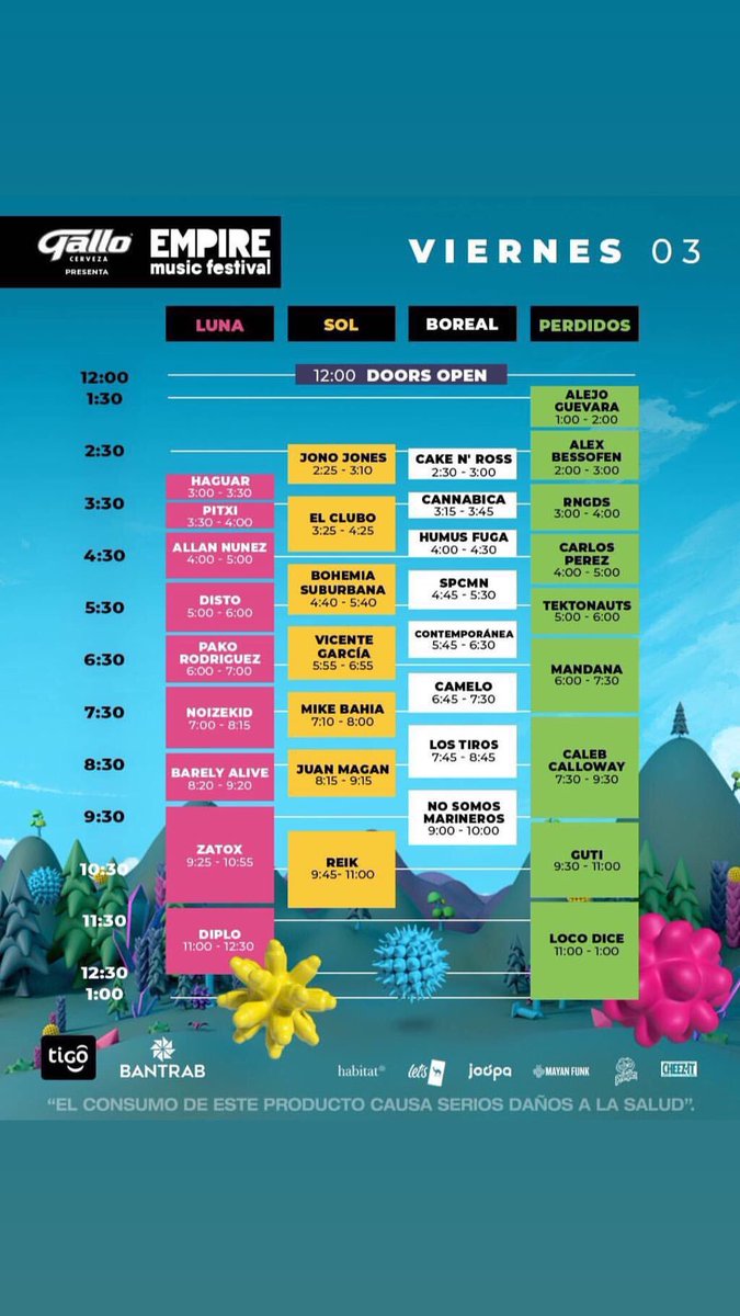bohemiasub's tweet photo. Nos vemos el viernes 3 #SolStage @TioEmpire https://t.co/mwmaF9Z7ek