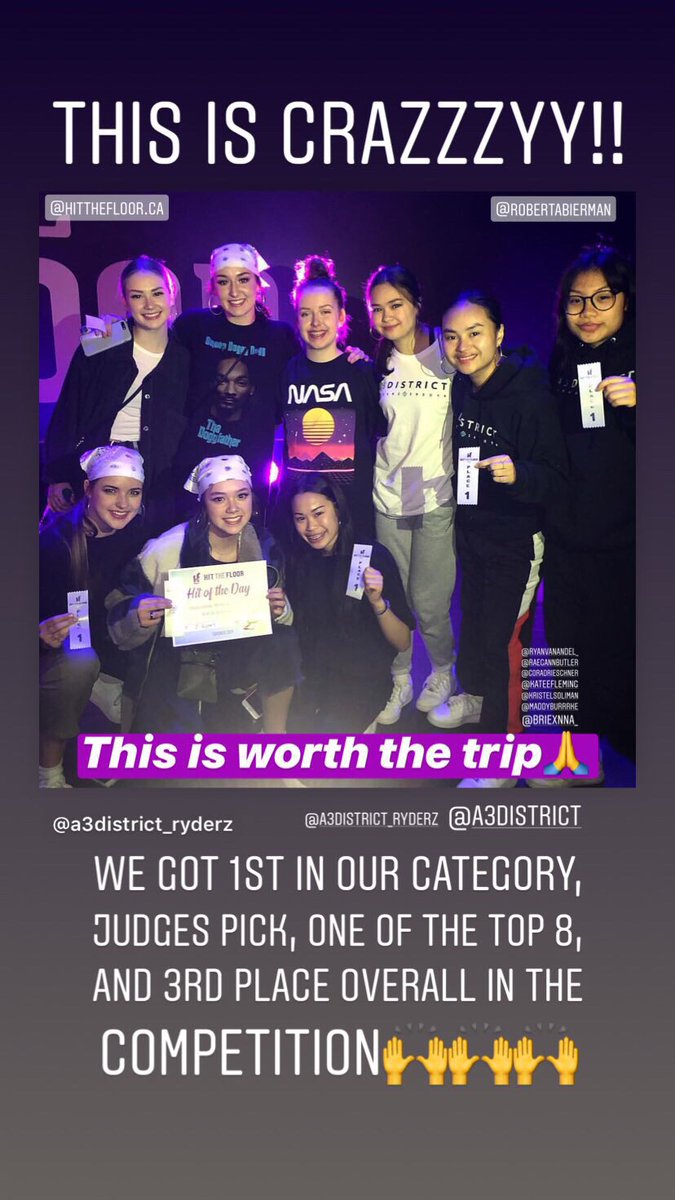 KiaraPalmaBCIT's tweet photo. Toronto trip was a succes🙌 #Firstplace #thirdoverall #Dance #tophiphopteam https://t.co/TuirDC3cew