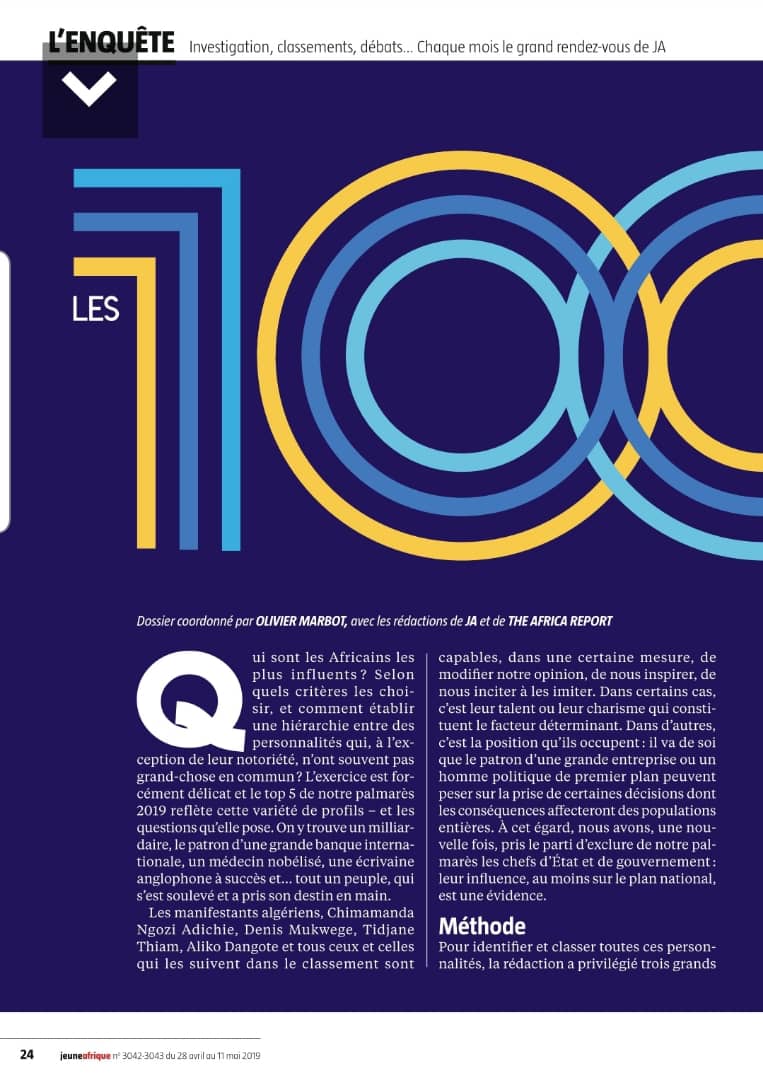 DMOfficialComm's tweet photo. Le Dr @DenisMukwege N°1 du classement des Africains les plus infuents!! A lire dans votre magazine @jeune_afrique  du 28 avril ! Les Africains reconnaissent leur Héros! BRAVO!!! 👏🏿👏🏿 https://t.co/1X7wp22Gb8