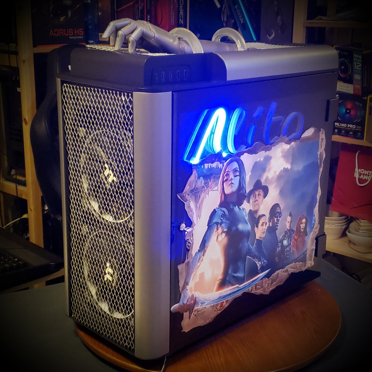 funkykit's tweet photo. 90% done ... Battle Angel Alita incoming! #funkykit #modmybox #thermaltake #level20gt #ttmod #zotac #asrock #patriot #neonled https://t.co/BdreaFjoou