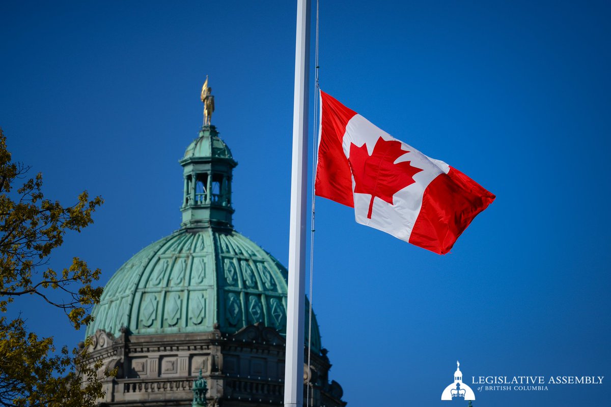 #BCLeg Canadian #flag flying at half-mast today to mark the National #DayofMourning for Persons Killed or Injured in the Workplace. #BCpoli #WeRemember