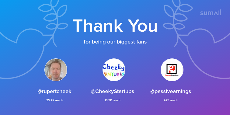 BYMblog's tweet photo. Our biggest fans this week: @rupertcheek, @CheekyStartups, @passivearnings. Thank you! via https://t.co/YOEfqfP3ev https://t.co/1twfQQvvjS
