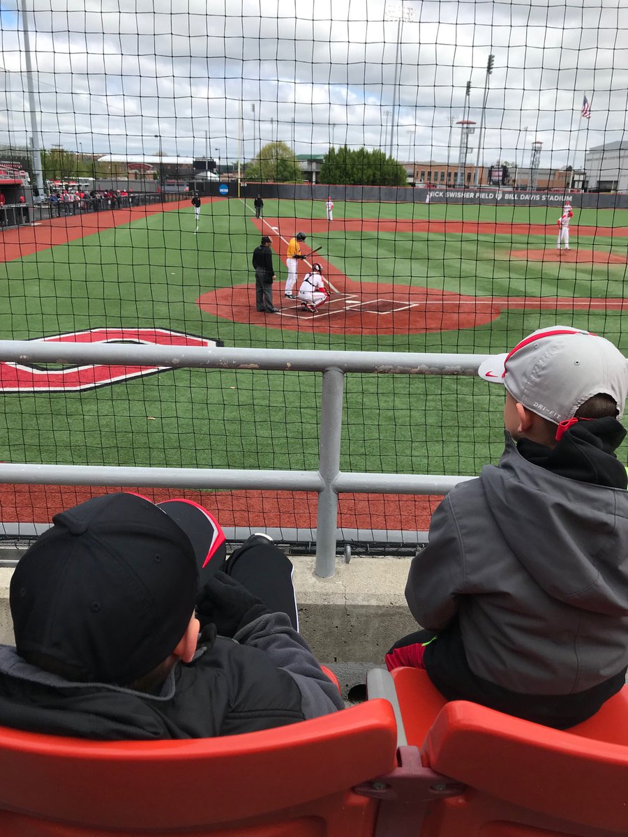 AnnaBaseball's tweet photo. Great day for Coach Shuster and I to take Easton and Braxton to a college game. Never to young to learn to enjoy the game!!! Thanks to Mr. Martin for the tix( he’s working 3rd base in this picture) https://t.co/idtapjezA8