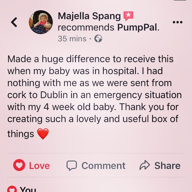 JanPumpPal's tweet photo. Lovey feedback on to the Facebook page today from a mum who received a PumpPal recently in Crumlin Hospital.
Sending warm wishes to Majella and her baby girl ❤️
#breastfeedingsupport
#picusupport https://t.co/sRF6gYIcOF