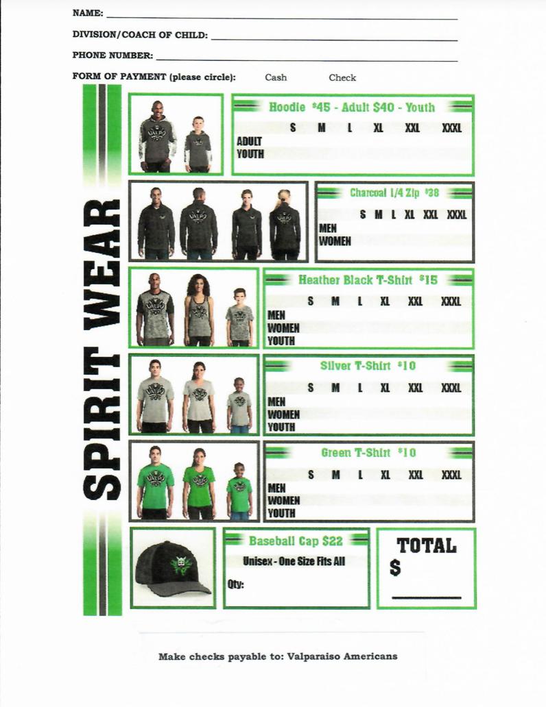 ValpoAmericans's tweet photo. Introducing Valpo Americans spirit wear! Order forms and payment can be returned on picture day, opening day at the concession stand, and May 6-10 from 5-7 pm at the concession stand. Please make checks out to Valparaiso Americans Baseball. #valpo #valpobaseball https://t.co/hkxEyhofiW