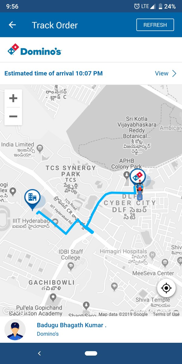 chrizandr's tweet photo. @dominos_india The estimated time of arrival shown is more than 45mins since the order was placed. https://t.co/bqie4yiI0m