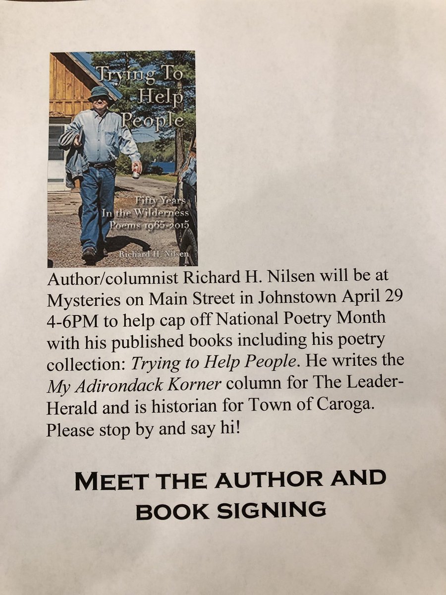 FulCoHistorian's tweet photo. Tomorrow! Town of Caroga Historian Richard Nilsen will be at Mysteries on Main St. in Johnstown for a meet the author event. Details below! https://t.co/7VsnoIOaBN