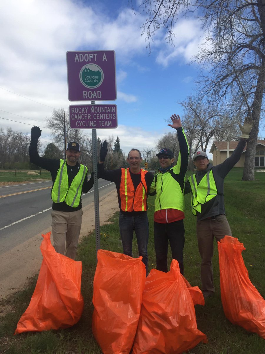 RMCCCyclingTeam's tweet photo. Spring road clean up day for the team.  Been maintaining this stretch for several years.  Good to see Fireball consumption dropped dramatically this year - whew! https://t.co/d2M7ezLZVG