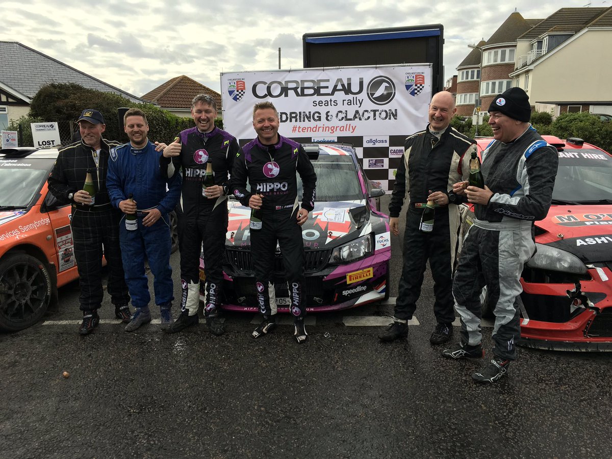The top three crews celebrate in Clacton.
As everyone packs away at the end of the weekend, we thank our huge number of marshals and volunteers.
Most especially we thank the communities of Tendring &amp; Clacton for your warm welcome and support to host the rally.
#tendringrally
