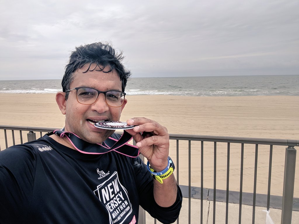 And it is done...offff...last 6 miles was brutal..glad it is over..5hrs 3 mins..I will take it with a smile (though painful)..#NJMarathon ..thanks for all the support and Dams and WhatsApp..as u know I love it and you all .🙏