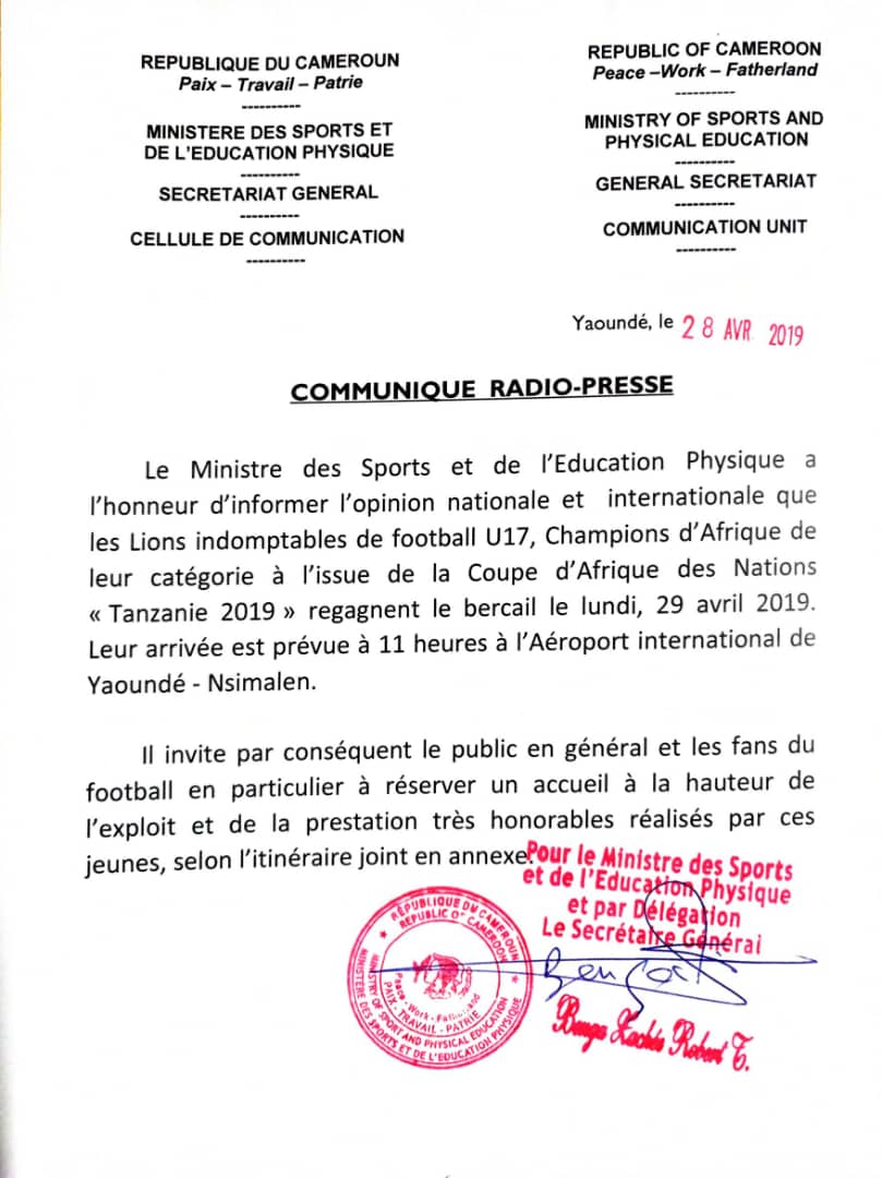 Return of the Champions of Africa to their homeland. The people are highly awaiting their champions