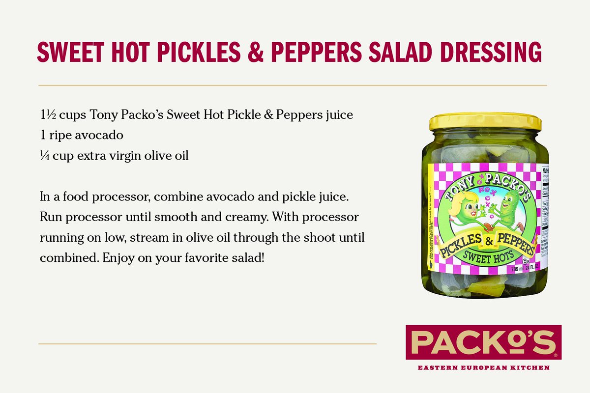 tonypackos's tweet photo. Love our #SweetHots? Try this tasty dressing on your favorite salad! Need some Sweet Hots? Order some from our online store: https://t.co/TF7iLcGRDz #tonypaclos https://t.co/C9N97VictA